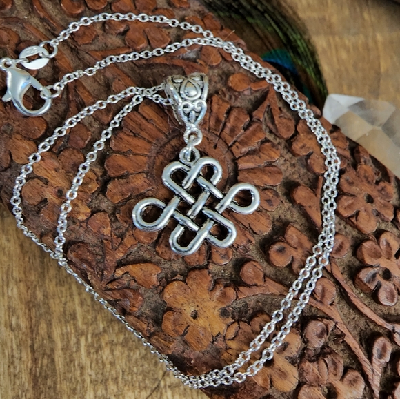Celtic Knot Pendant Infinity Symbol 925 Silver Necklace Irish Norse Viking Love - Picture 10 of 12